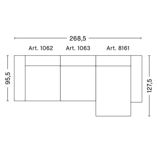 3-seater – combination 9 (right armrest) – Mags - HAY