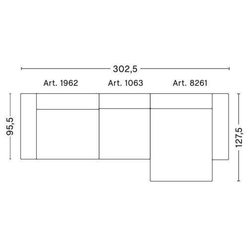 3-seater – combination 10 (right armrest) – Mags - HAY