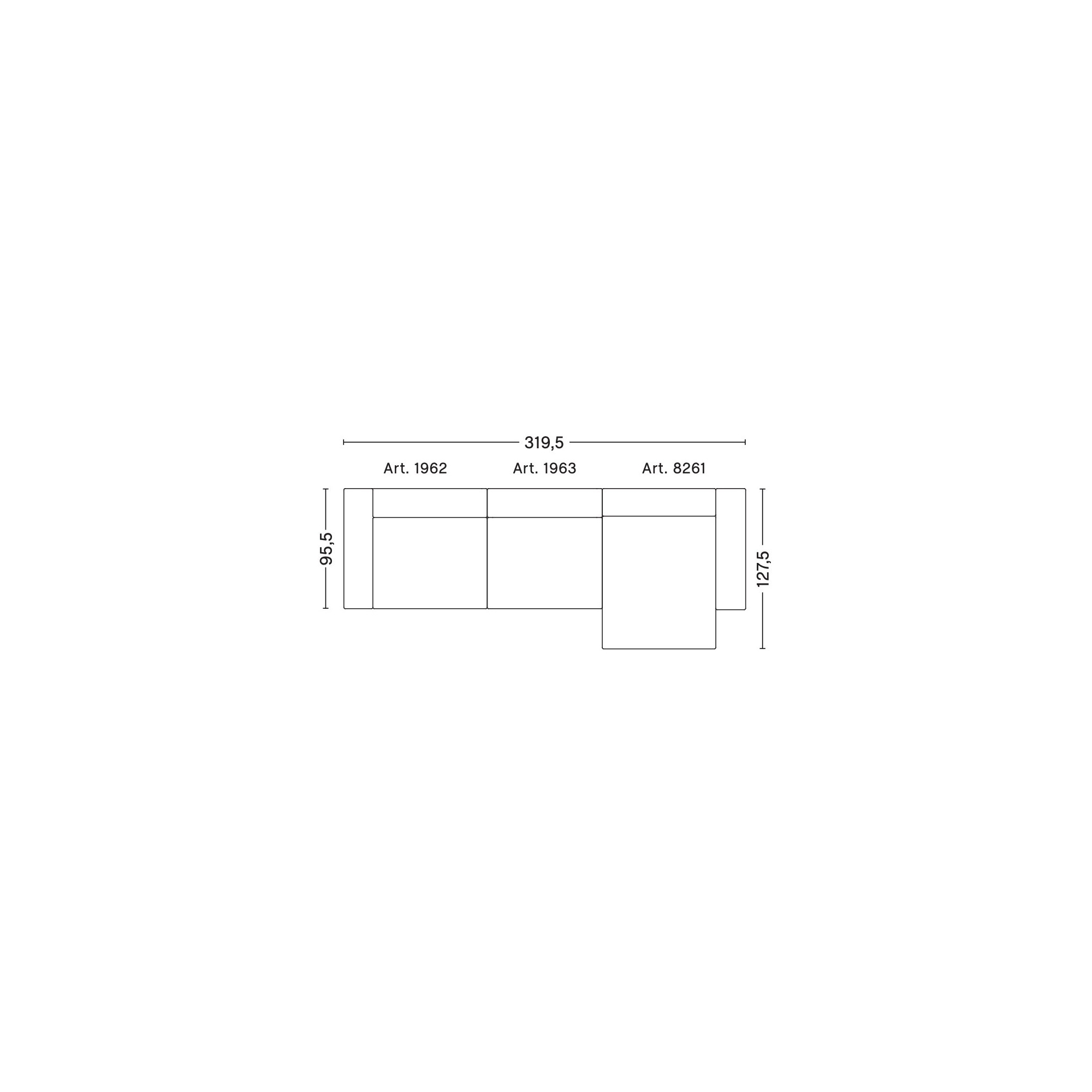 3 places – combinaison 11 (coin droit) – Mags - HAY