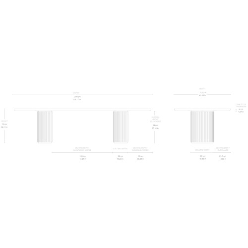 290x105cm, Elliptical - Moon Dining Table - Gubi