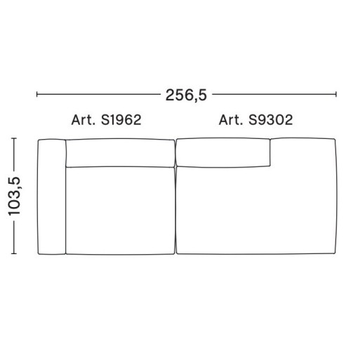 2,5-seater – combination 2 (left armrest) – Mags Soft - HAY