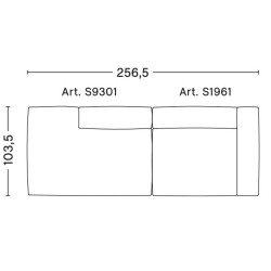 2,5-seater – combination 2 (right armrest) – Mags Soft - HAY