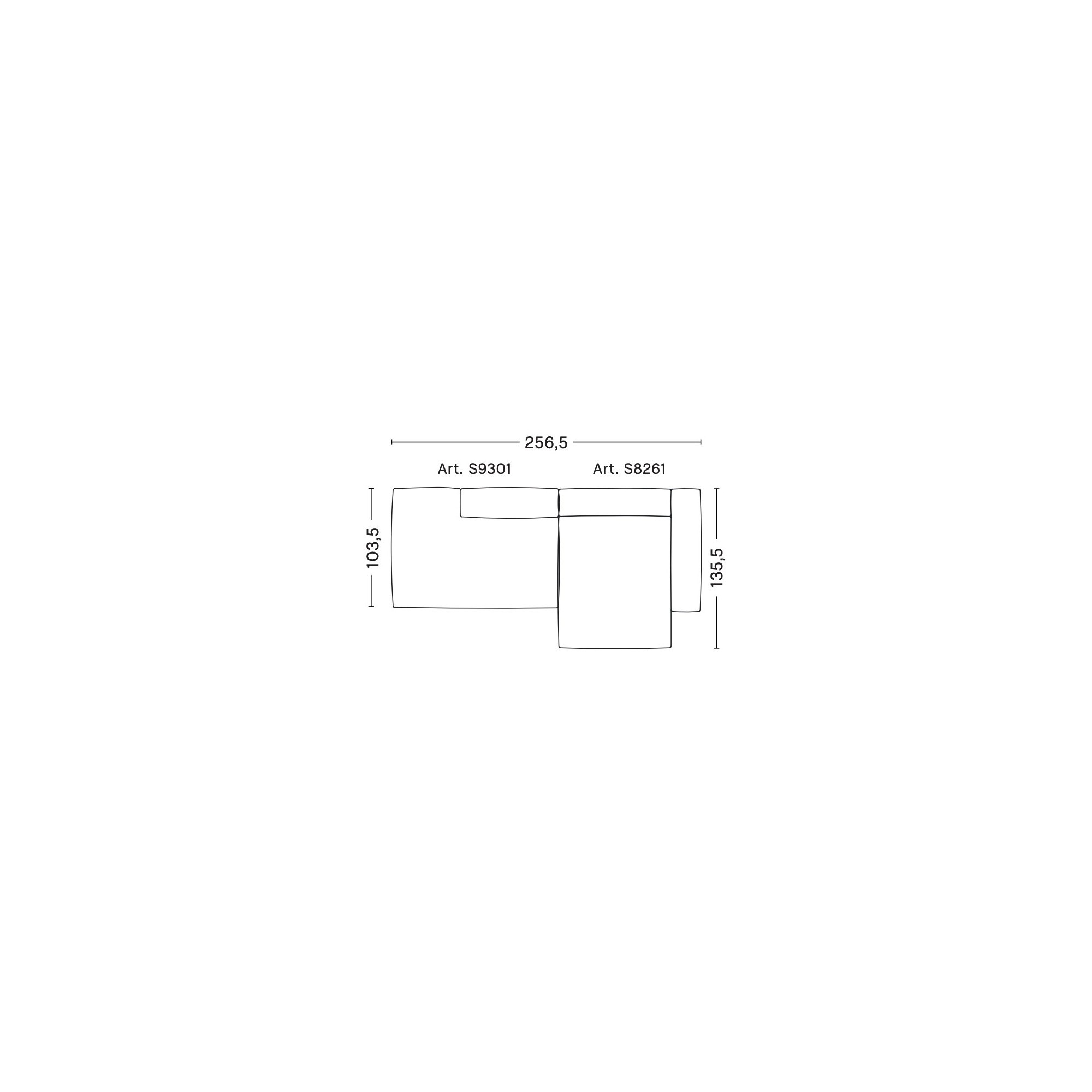 2,5 places – combinaison 3 (coin droit) – Mags Soft - HAY