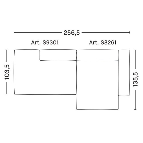 2,5-seater – combination 3 (right armrest) – Mags Soft - HAY