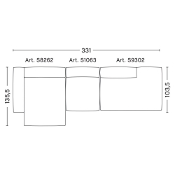 3-seater – combination 4 (left armrest) – Mags Soft - HAY