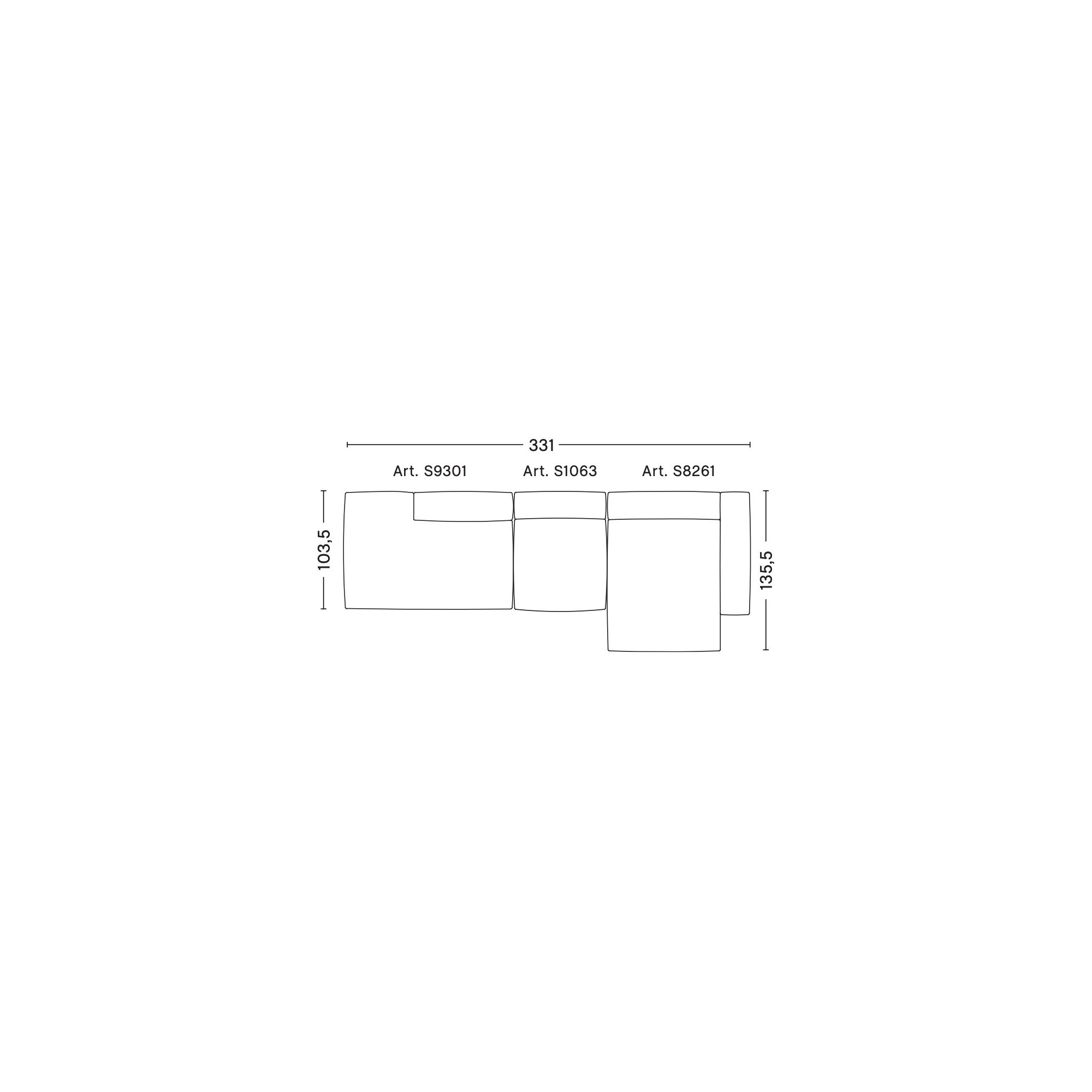 3 places – combinaison 4 (coin droit) – Mags Soft - HAY