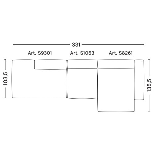 3-seater – combination 4 (right armrest) – Mags Soft - HAY