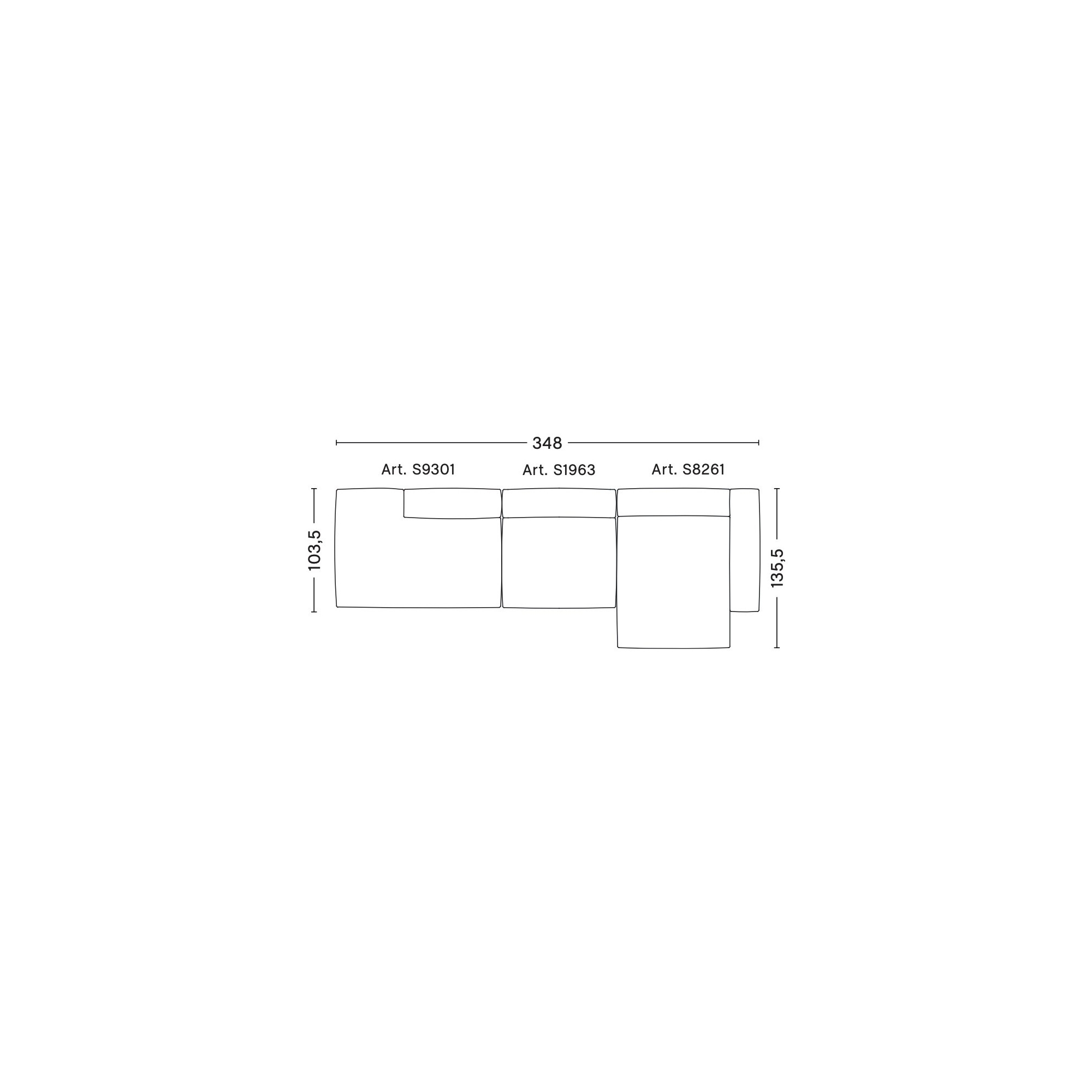 3 places – combinaison 5 (coin droit) – Mags Soft - HAY