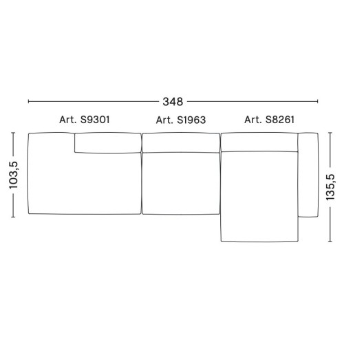 3-seater – combination 5 (right armrest) – Mags Soft - HAY