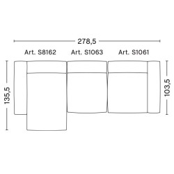 3-seater – combination 9 (left armrest) – Mags Soft - HAY