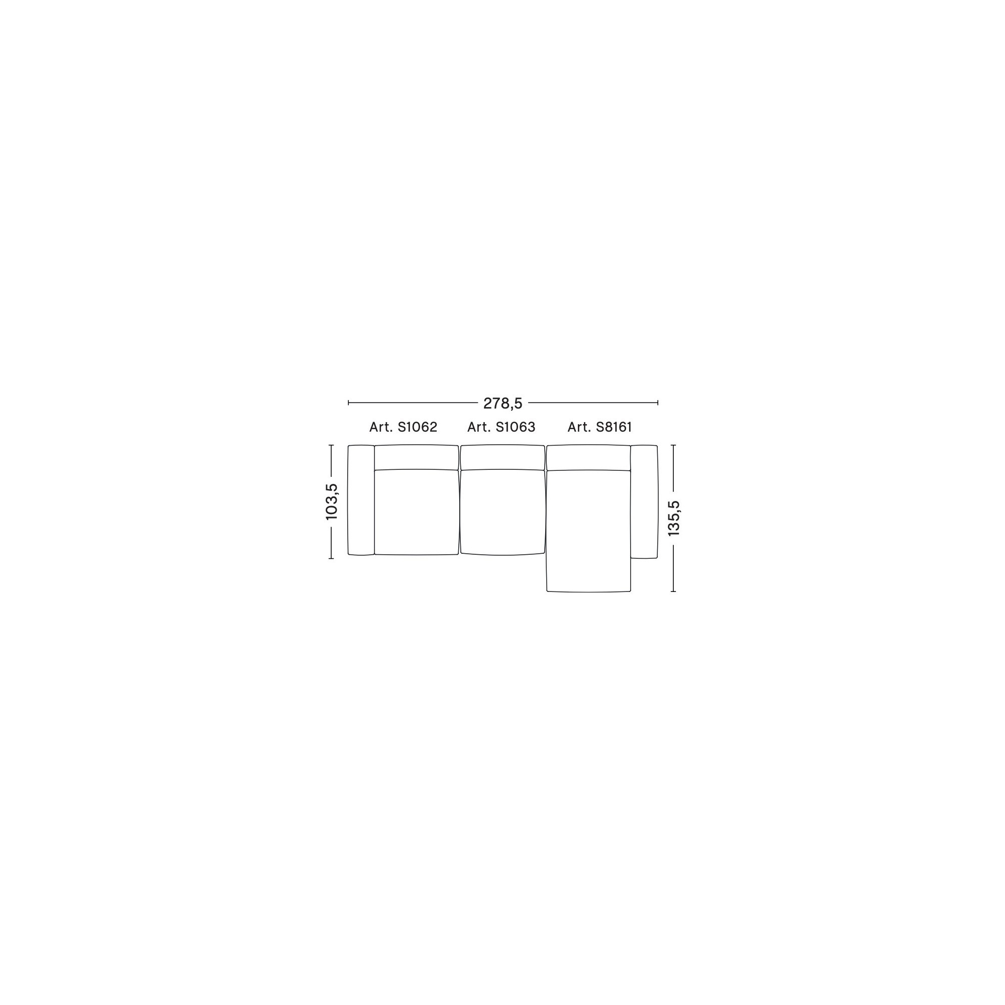 3 places – combinaison 9 (coin droit) – Mags Soft - HAY