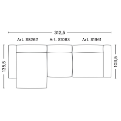 3-seater – combination 10 (left armrest) – Mags Soft - HAY