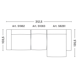 3-seater – combination 10 (right armrest) – Mags Soft - HAY