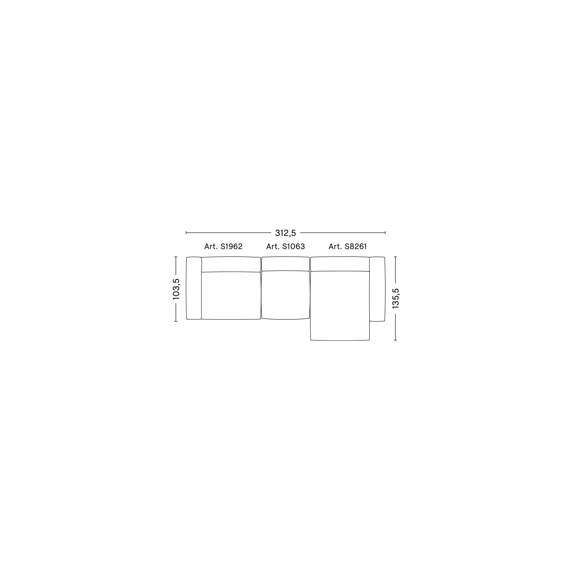 3 places – combinaison 10 (coin droit) – Mags Soft - HAY