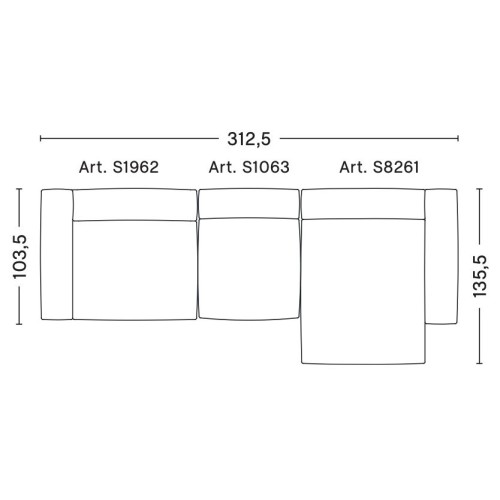 3 places – combinaison 10 (coin droit) – Mags Soft - HAY