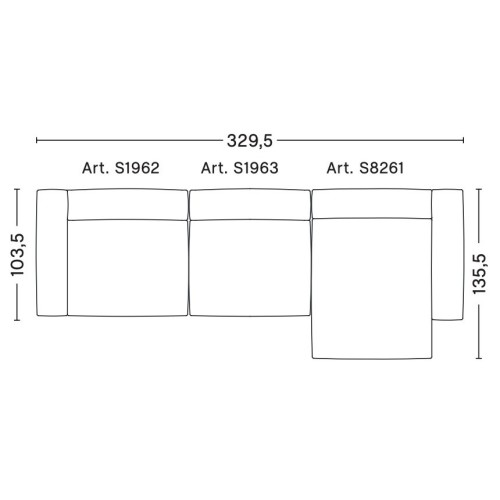 3 places – combinaison 11 (coin droit) – Mags Soft - HAY