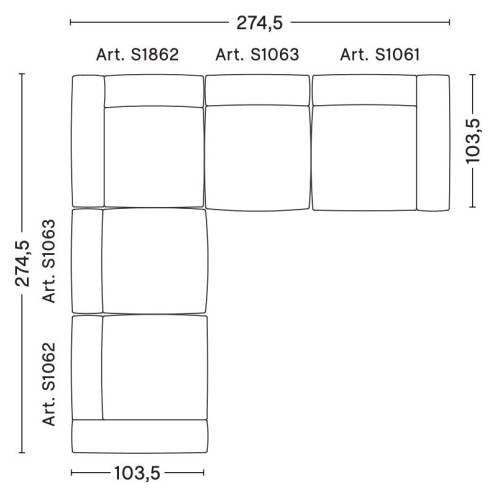 Corner – combination 1 (left armrest) – Mags Soft - HAY