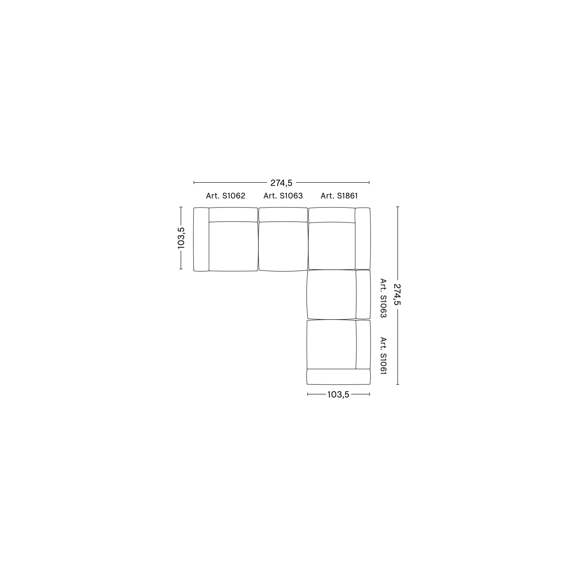 Corner – combination 1 (right armrest) – Mags Soft - HAY