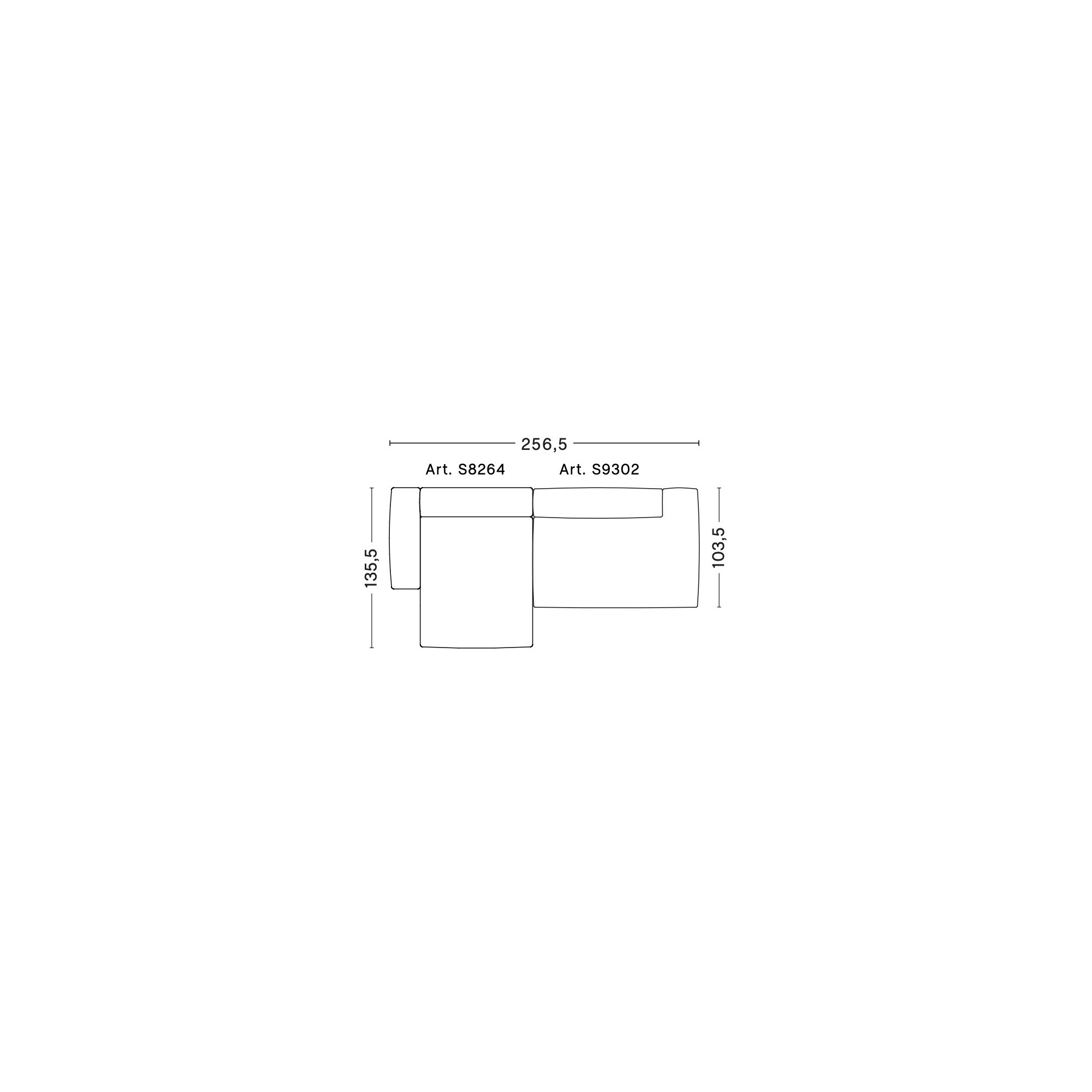 2,5-seater – combination 3 (left armrest) – Mags Soft Low - HAY