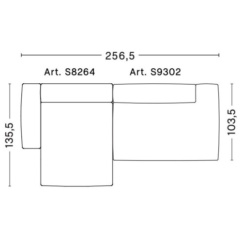 2,5-seater – combination 3 (left armrest) – Mags Soft Low - HAY