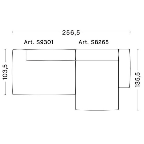 2,5-seater – combination 3 (right armrest) – Mags Soft Low - HAY