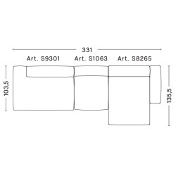 3-seater – combination 4 (right armrest) – Mags Soft Low - HAY