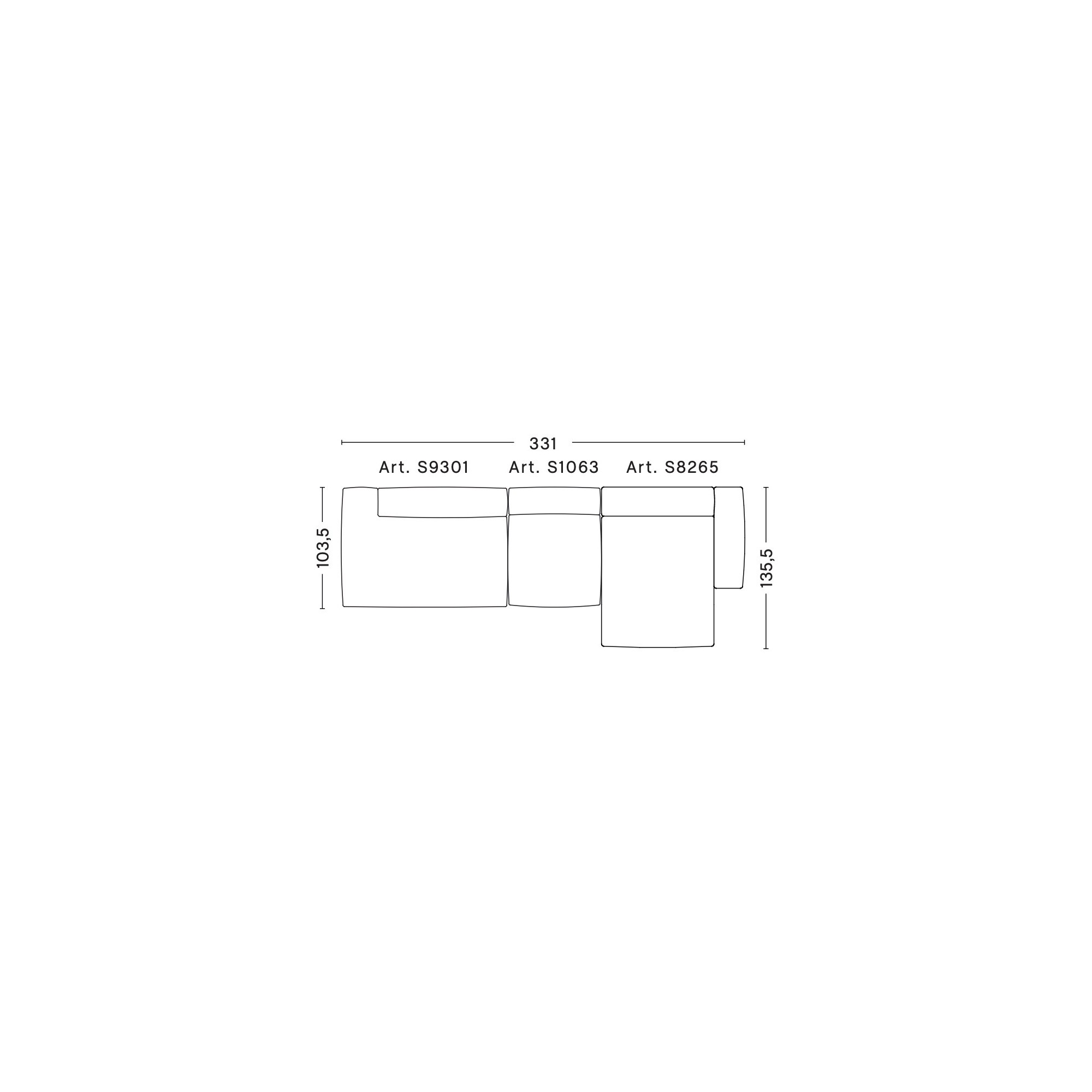 3 places – combinaison 4 (coin droit) – Mags Soft Low - HAY