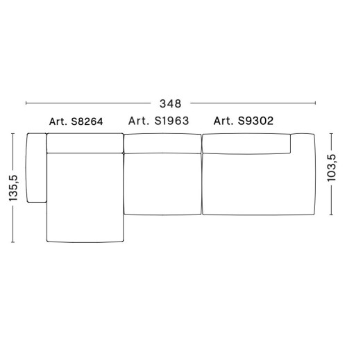 3-seater – combination 5 (left armrest) – Mags Soft Low - HAY