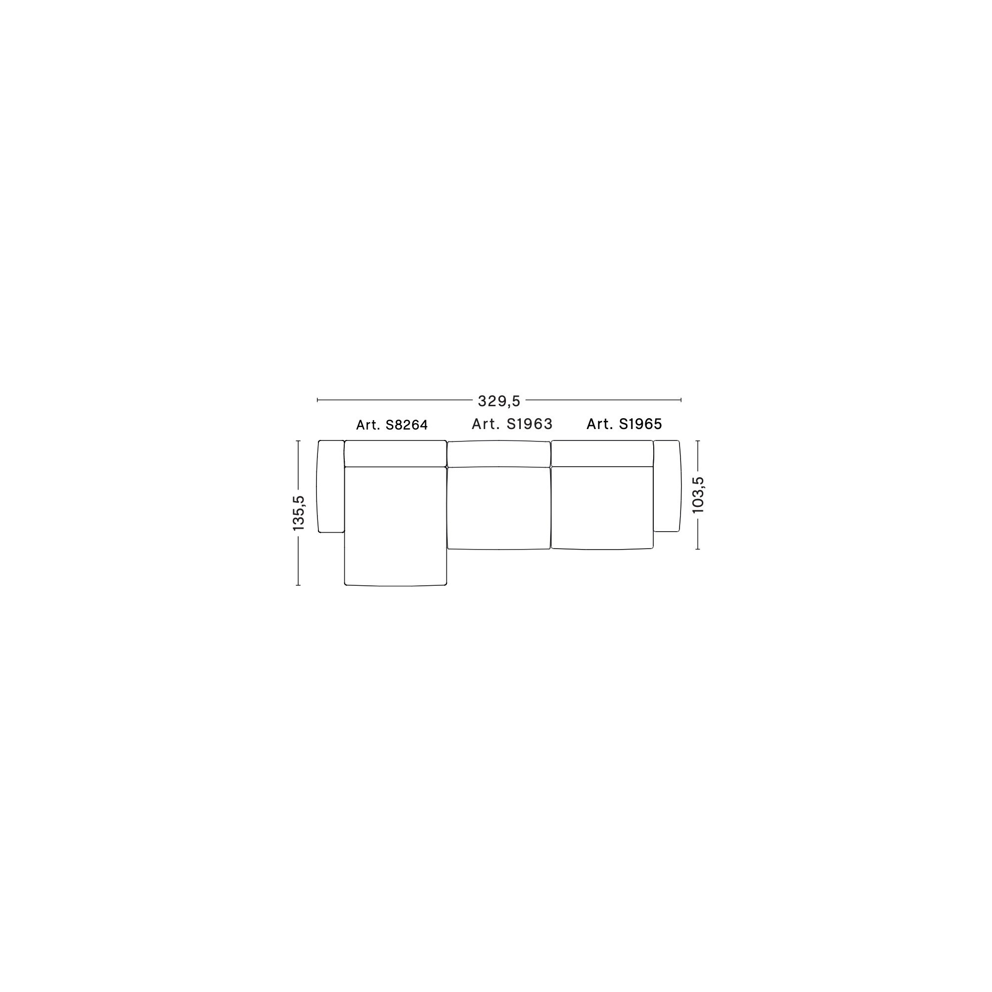 3-seater – combination 11 (left armrest) – Mags Soft Low - HAY