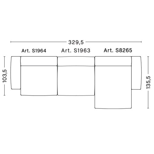 3-seater – combination 11 (right armrest) – Mags Soft Low - HAY