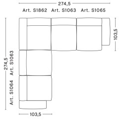 Corner – combination 1 (left armrest) – Mags Soft Low - HAY