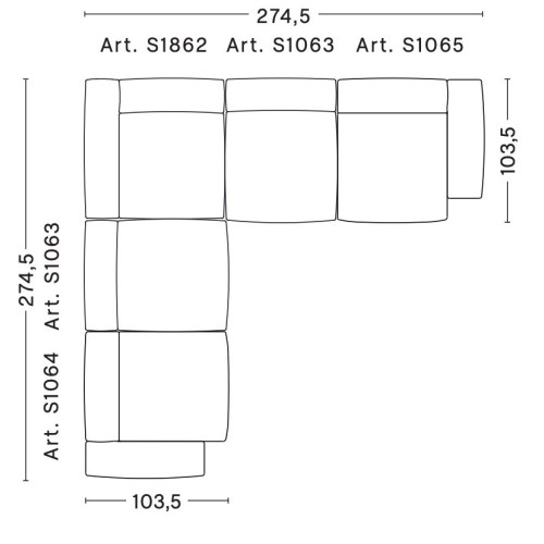 Corner – combination 1 (left armrest) – Mags Soft Low - HAY