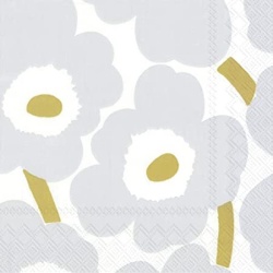 Unikko blanc argent 552695 - Serviettes en papier