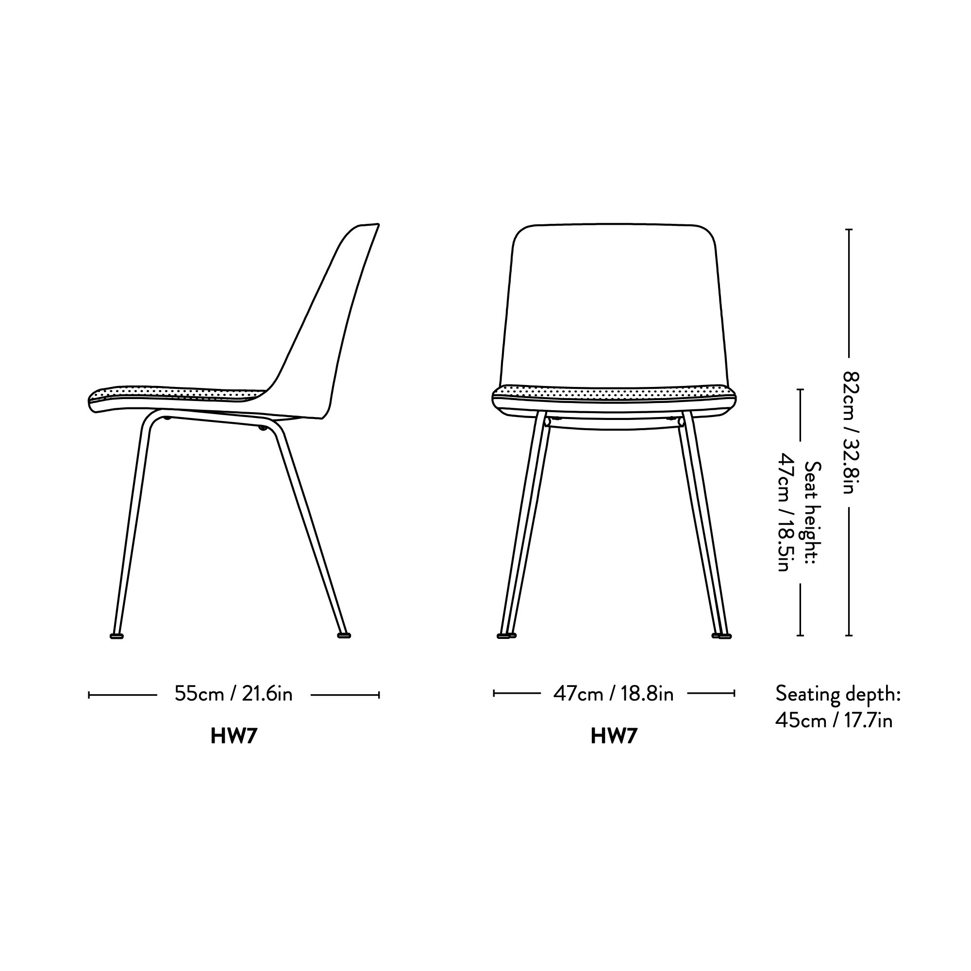 plastic shell + upholstered seat – Rely chair HW7 - &Tradition