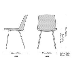 Chaise Rely HW9 – entièrement rembourrée, avec coussin d'assise fixe - &Tradition