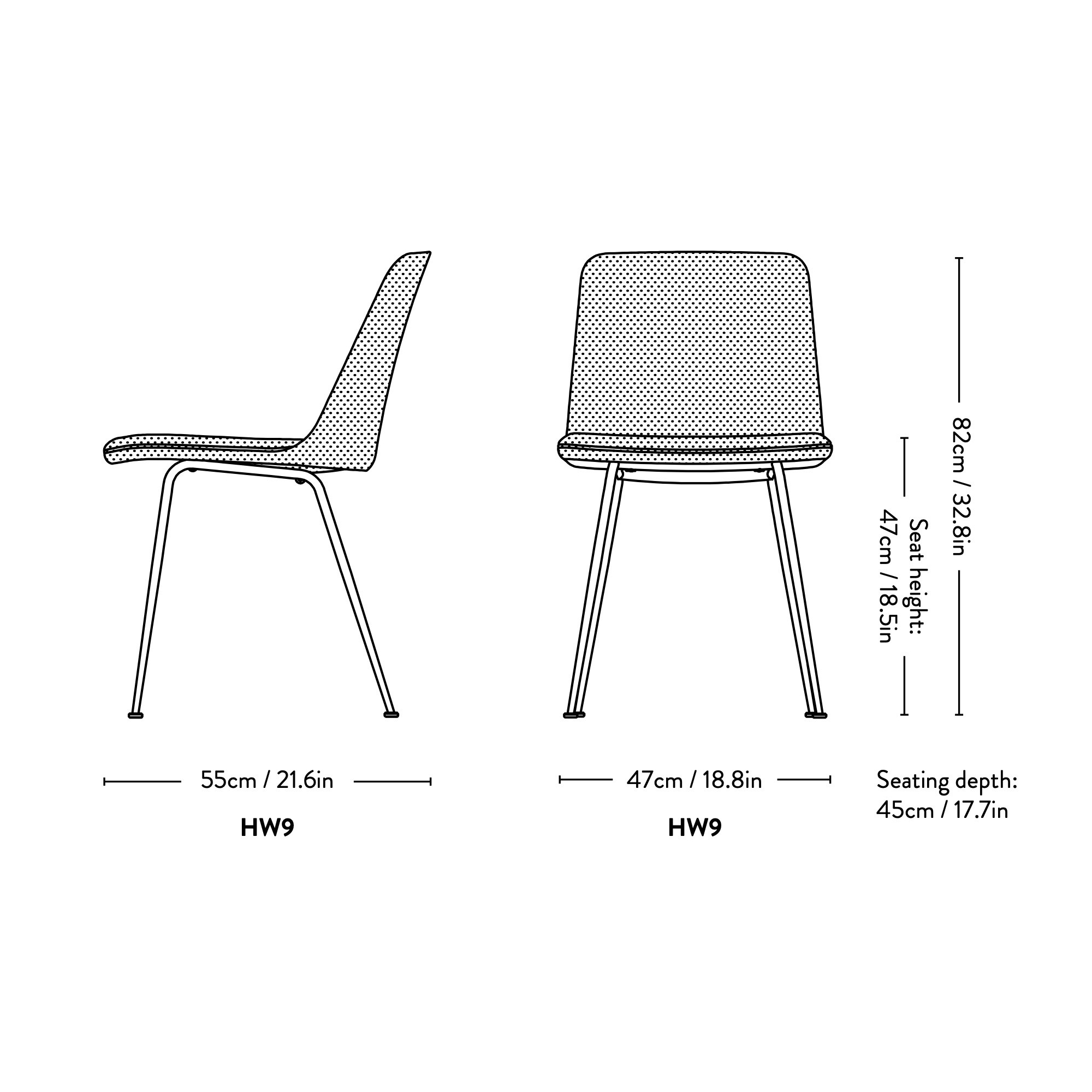 Rely chair HW9 – fully upholstered, with fixed seat cushion - &Tradition