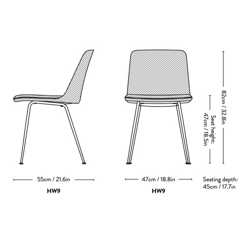 Rely chair HW9 – fully upholstered, with fixed seat cushion - &Tradition