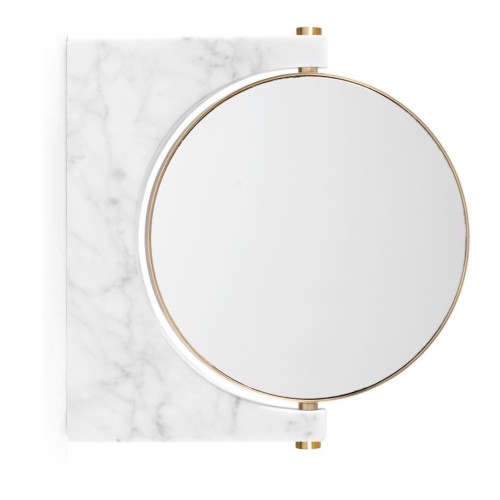 Pepe Marble mirror – Brass - white marble - Audo Copenhagen