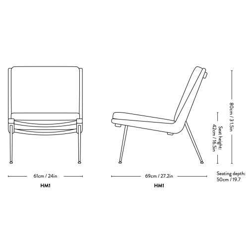 without armrest - ready-to-ship – Boomerang lounge chair HM1 - &Tradition