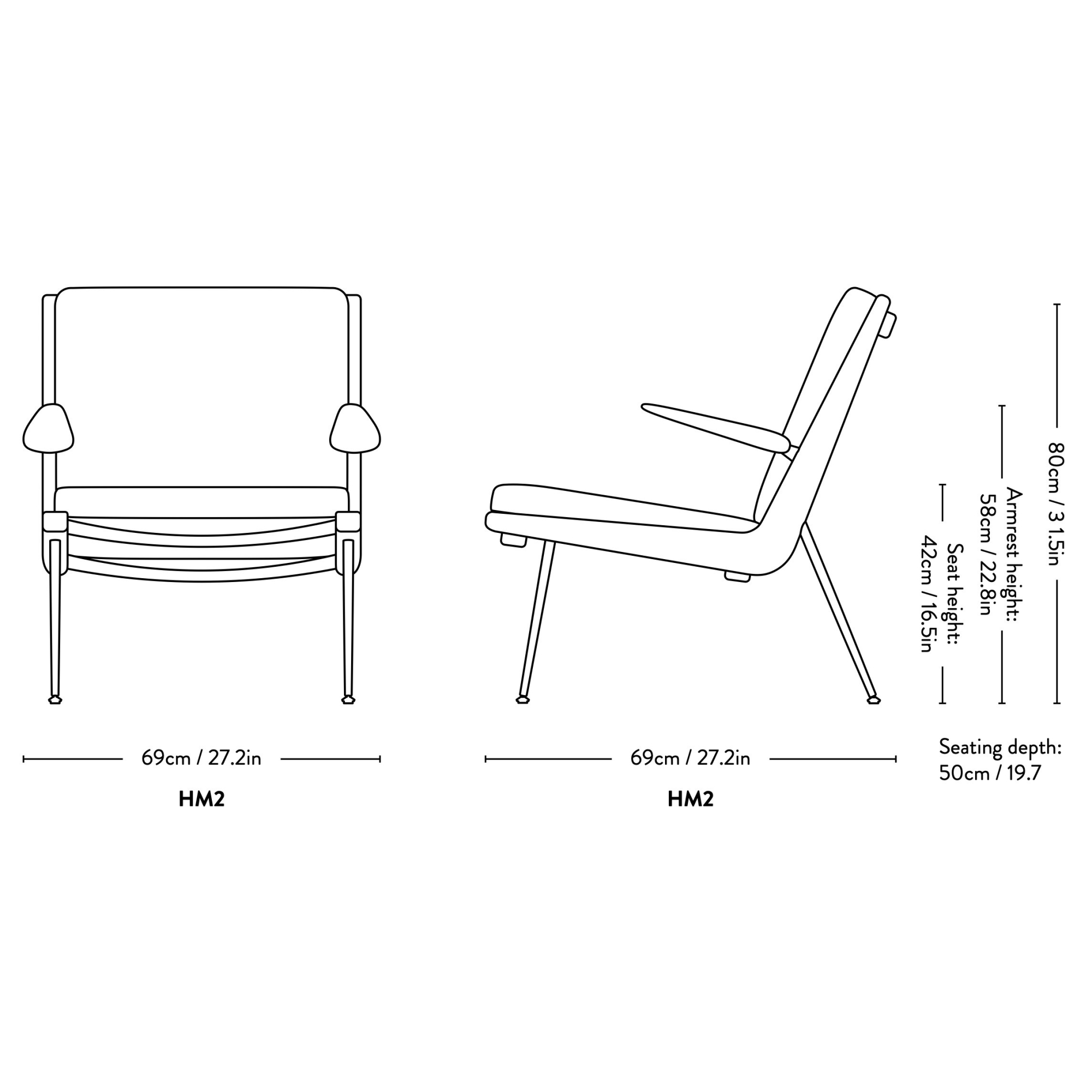 avec accoudoirs – Livraison rapide – Fauteuil Boomerang HM2 - &Tradition