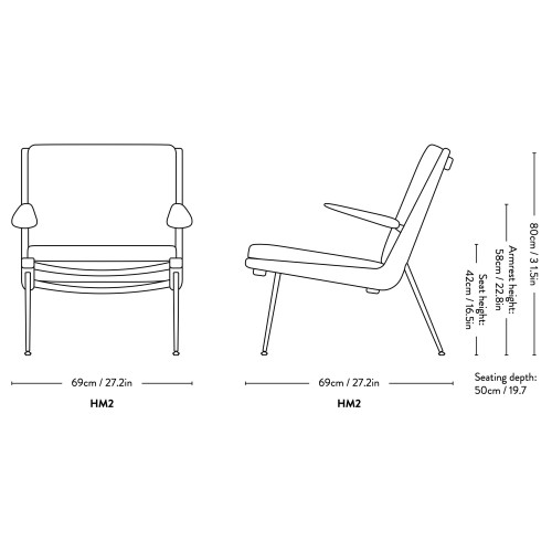 avec accoudoirs – Livraison rapide – Fauteuil Boomerang HM2 - &Tradition