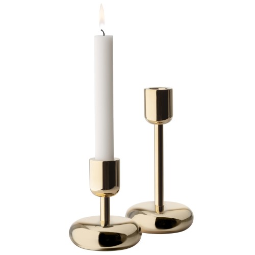 set of 2 - brass - candleholder Nappula - Iittala